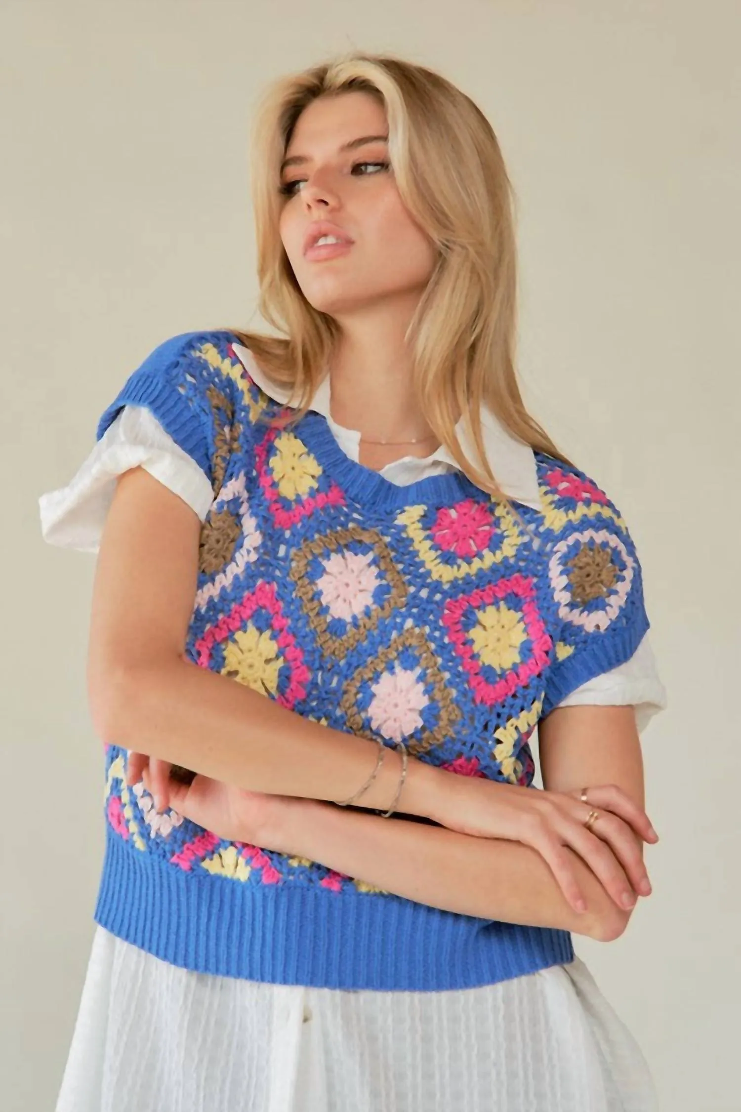 Adora - Multi Color Crochet Top