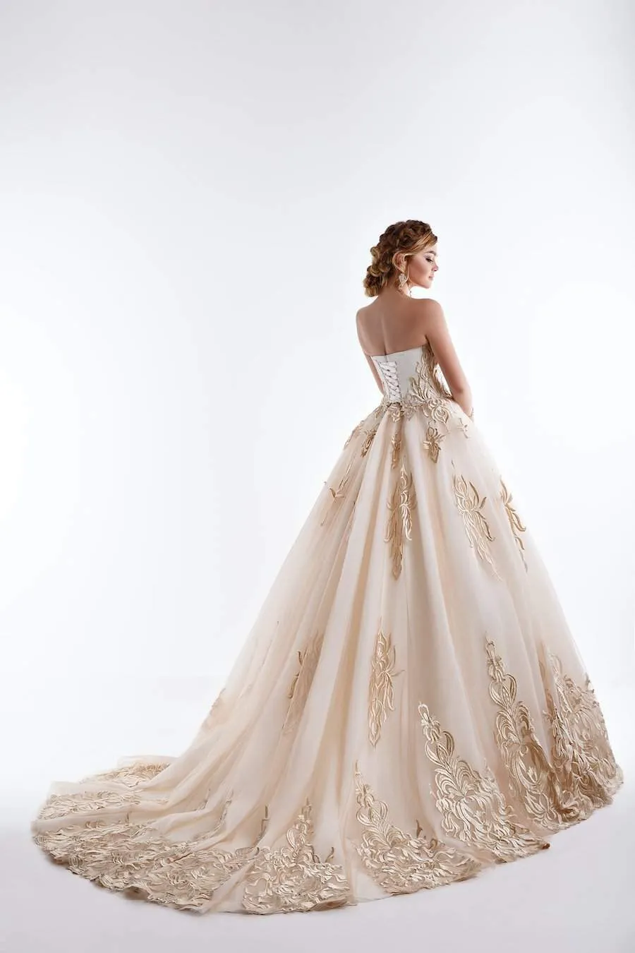 Beige A-Line Wedding Dress