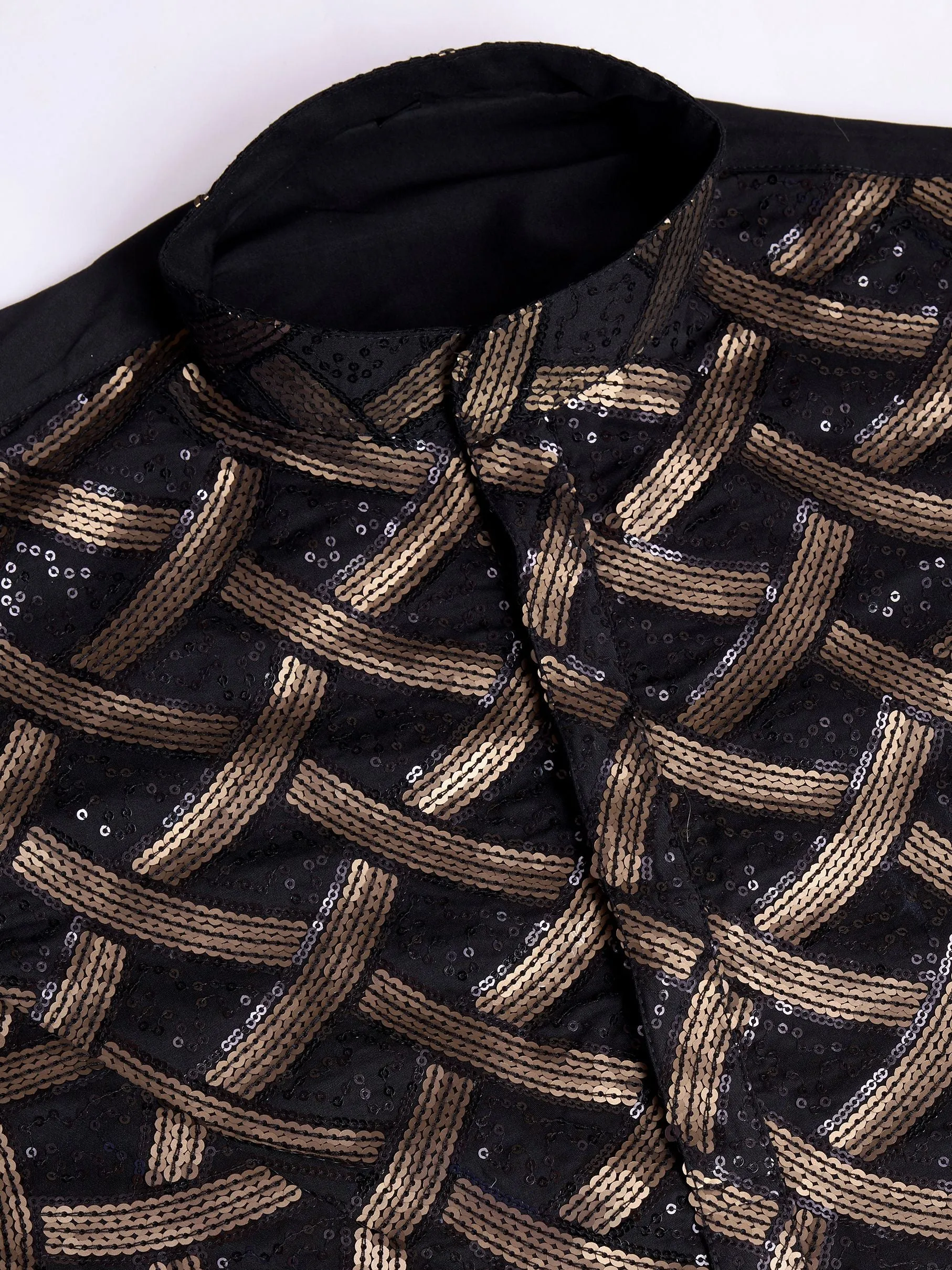 Black Colour Soft Silk Heavy Thread Work With Sequines Work Kurta Payjama