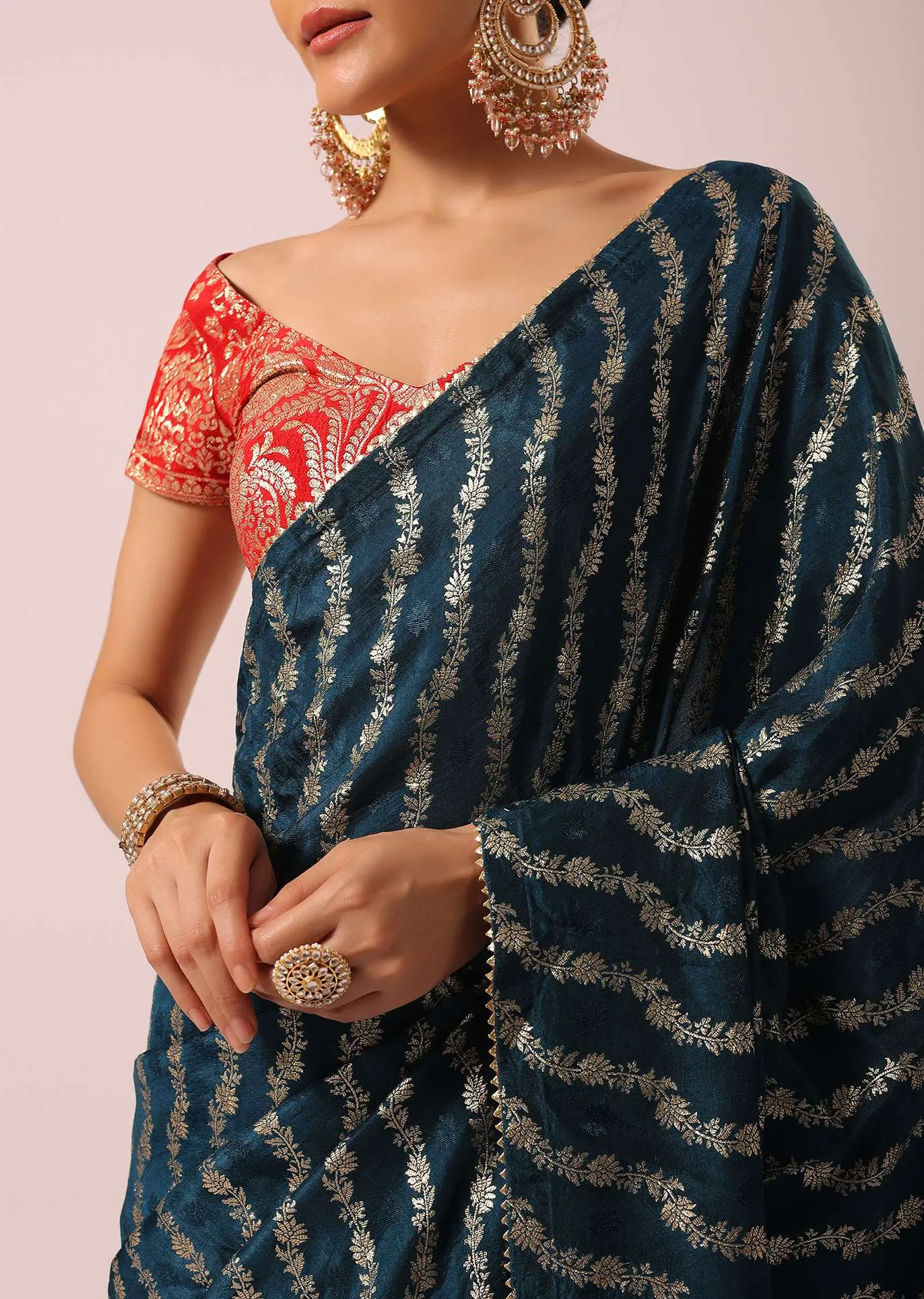 Blue Silk Saree With Lurex Zari Work