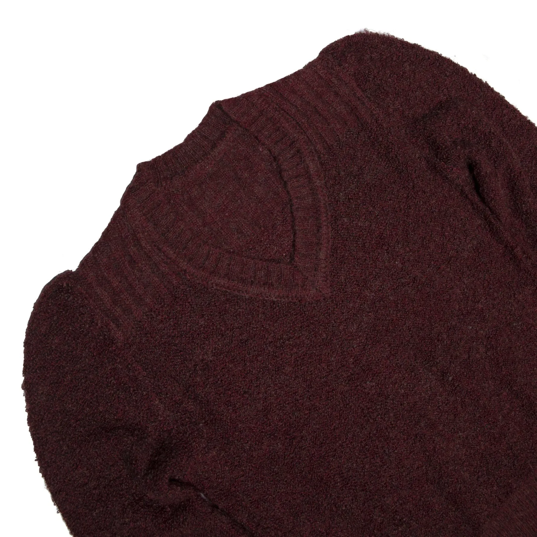Bouclé Yarn Structured Shoulder V Neck Pullover