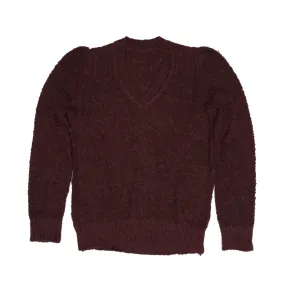 Bouclé Yarn Structured Shoulder V Neck Pullover