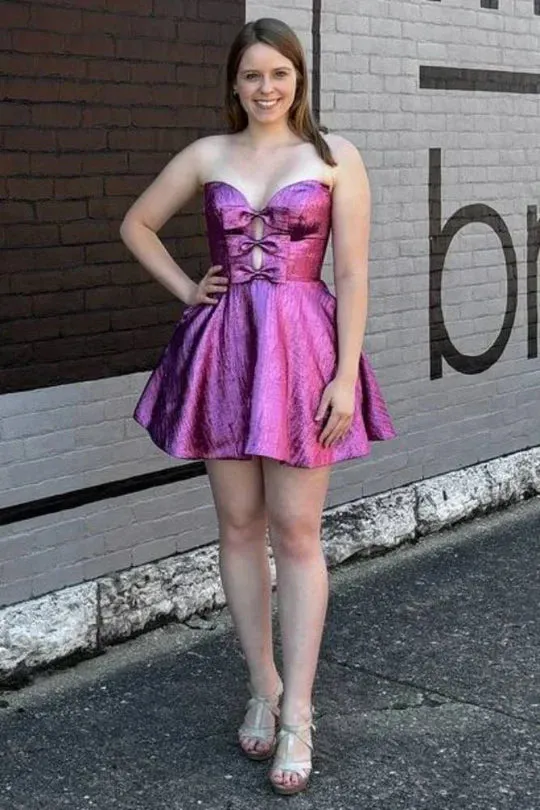 Bowknot Sleeveless A-Line Homecoming Dresses, LTP3207