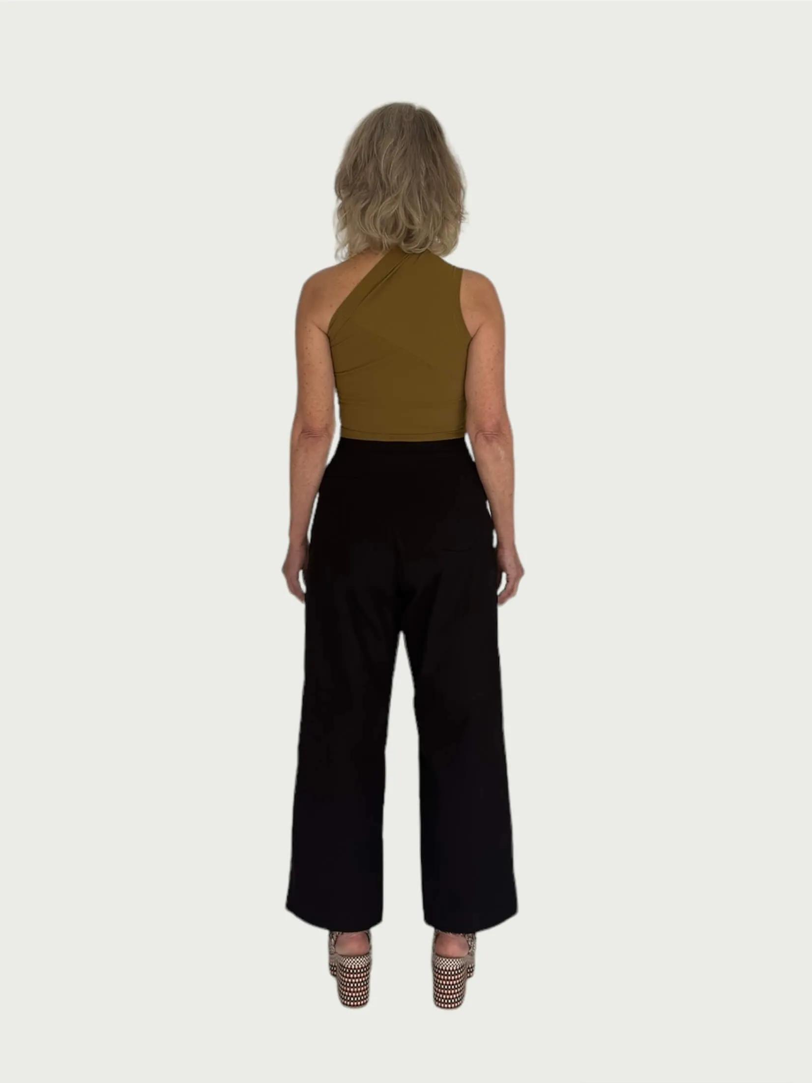 Cotton Wide-Leg Trouser in Black
