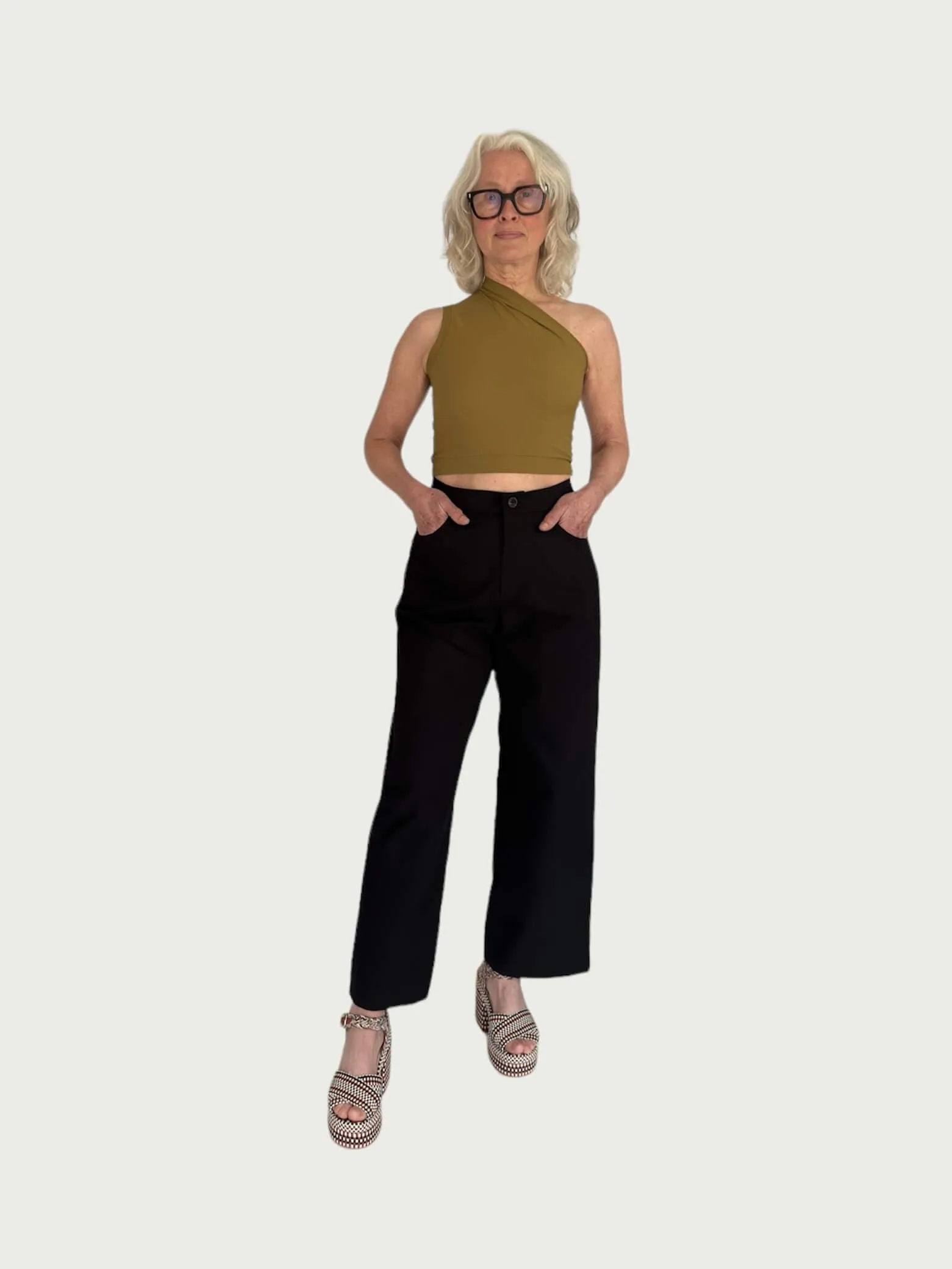 Cotton Wide-Leg Trouser in Black