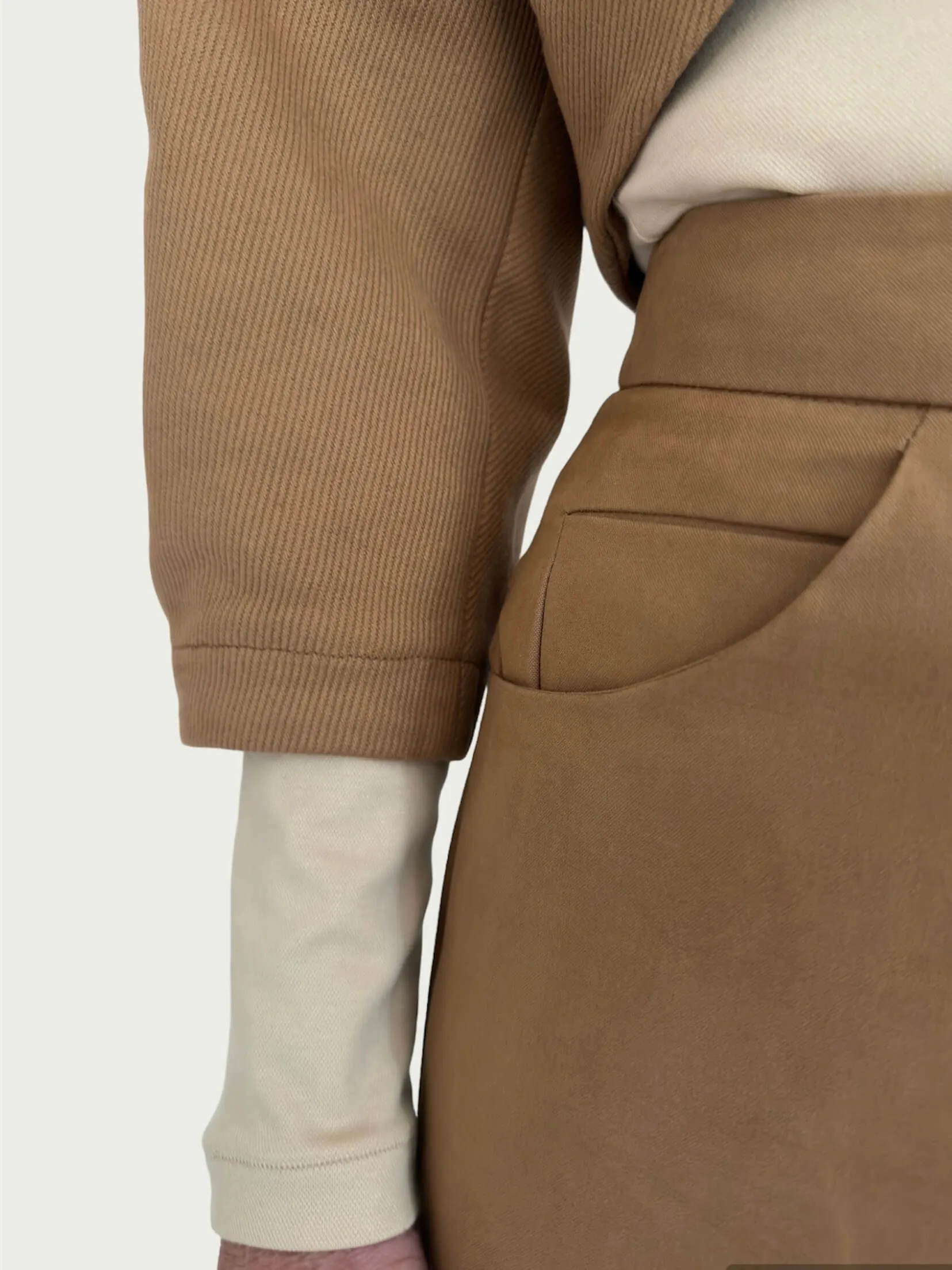 Cotton Wide-Leg Trouser in Camel