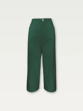 Cotton Wide-Leg Trouser in Green Matcha