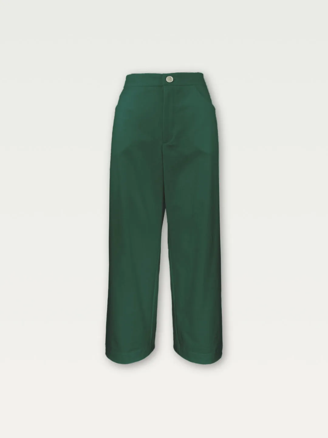 Cotton Wide-Leg Trouser in Green Matcha