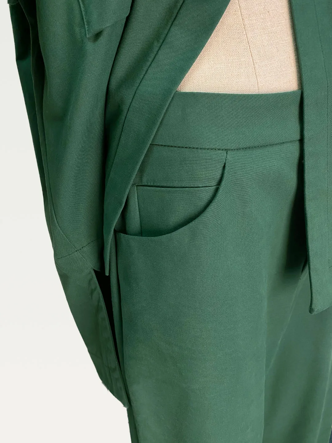 Cotton Wide-Leg Trouser in Green Matcha