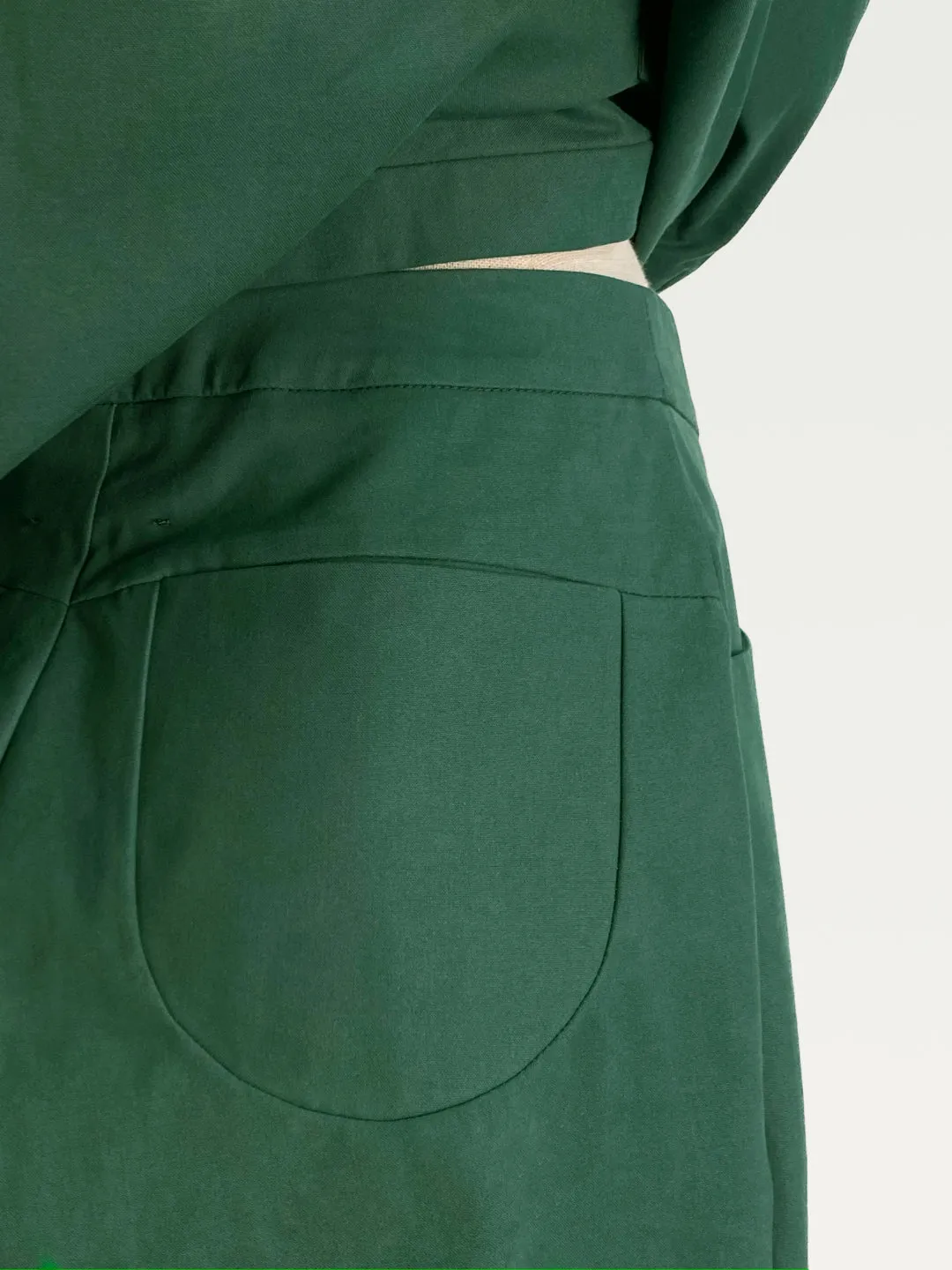 Cotton Wide-Leg Trouser in Green Matcha