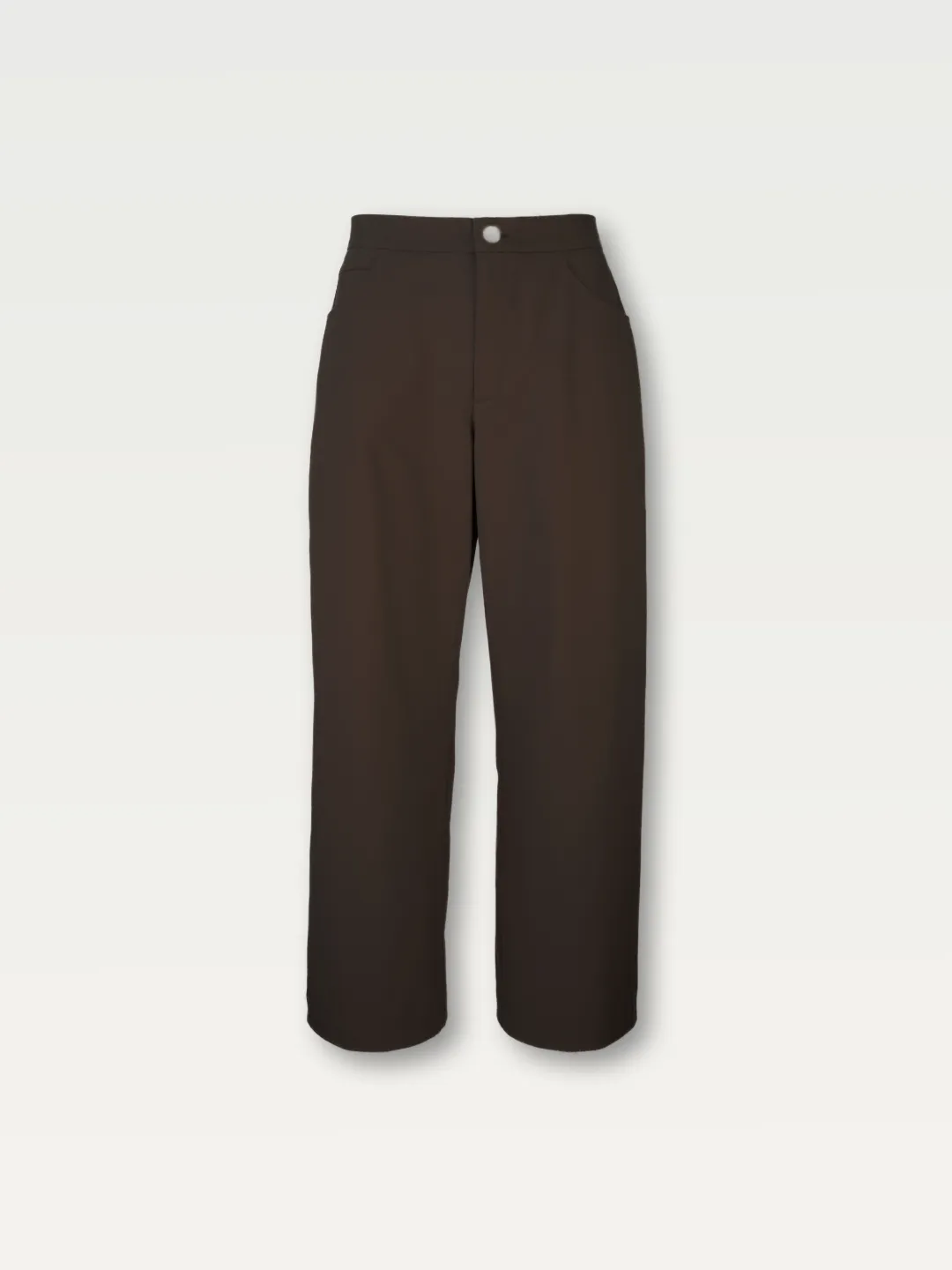 Cotton Wide-Leg Trouser in Wood Brown