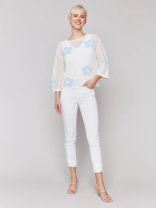 Daisy Jacquard Crochet Sweater