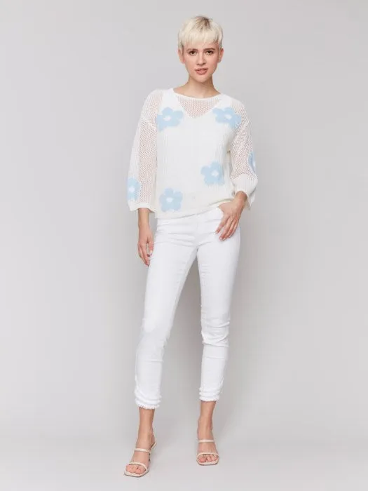 Daisy Jacquard Crochet Sweater