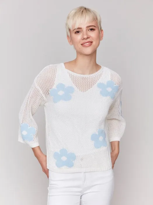 Daisy Jacquard Crochet Sweater