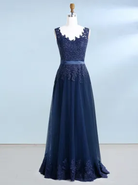 Dark Navy Prom Dresses,Elegant Prom Dress,Mother of the Bride Dresses,Wedding Guest Dress,PD00208