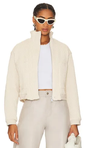 Essentiel Antwerp Easy Going Faux Leather Bomber in Cream