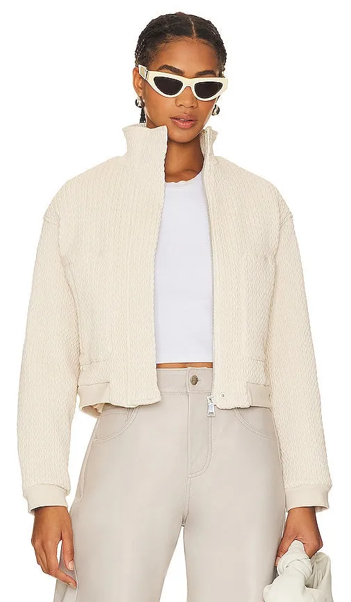 Essentiel Antwerp Easy Going Faux Leather Bomber in Cream