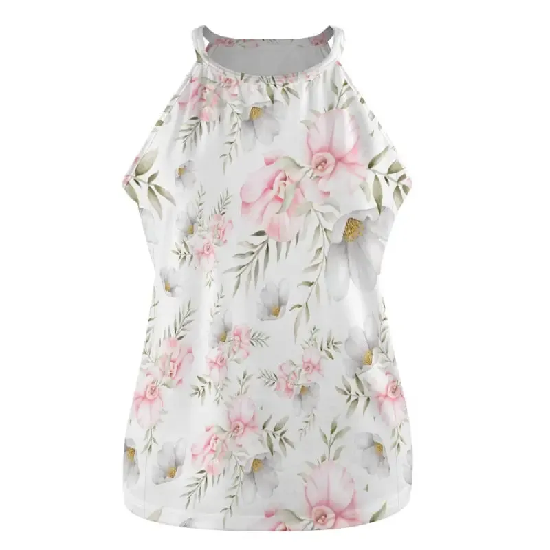 Feeling Fabulous in a Floral Print Crew Neck Tank Top