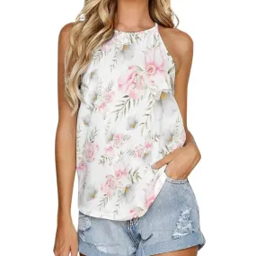 Feeling Fabulous in a Floral Print Crew Neck Tank Top