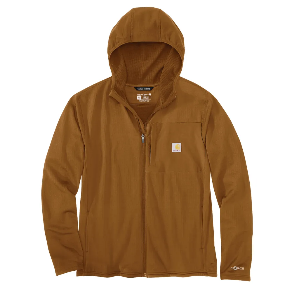 Force Relaxed Fit Full-Zip Long-Sleeve Hooded T-Shirt - BRN-Carhartt Brown | Carhartt 106625