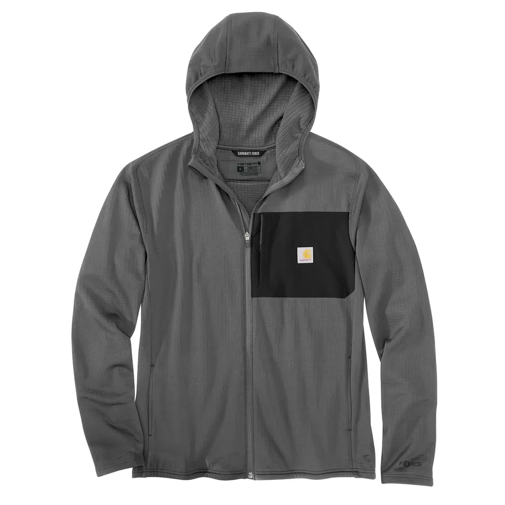 Force Relaxed Fit Full-Zip Long-Sleeve Hooded T-Shirt - STL-Steel | Carhartt 106625