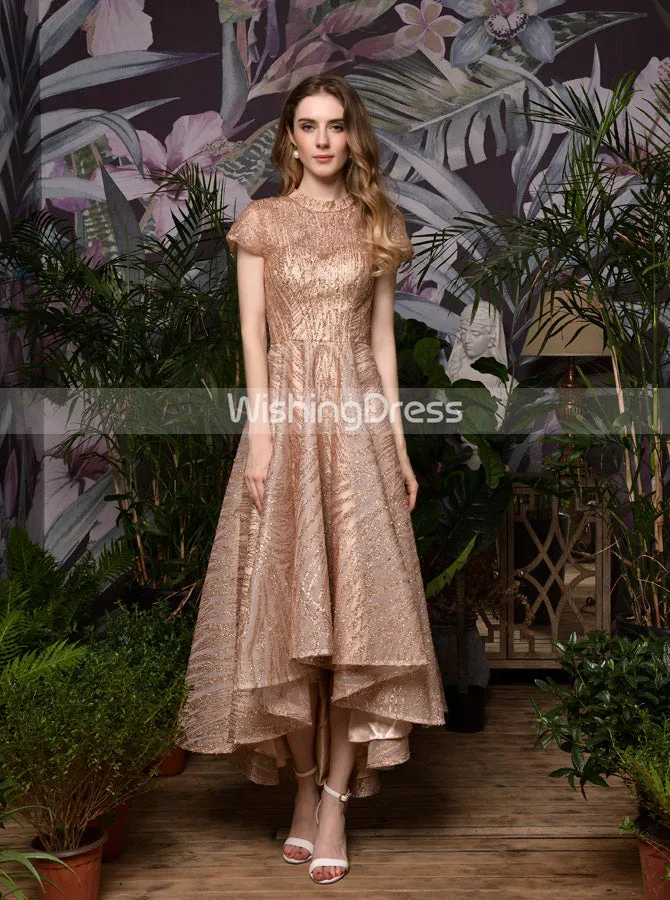 Gorgeous High Low Homecoming Dresses,Glitz High Neck Dress,PD00466