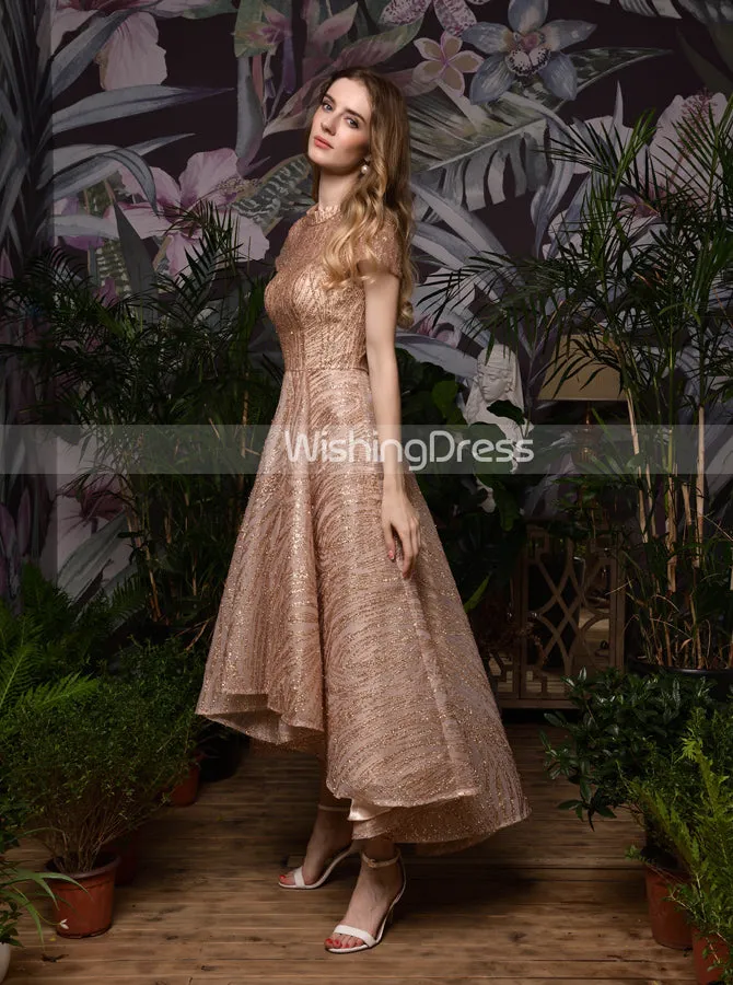Gorgeous High Low Homecoming Dresses,Glitz High Neck Dress,PD00466