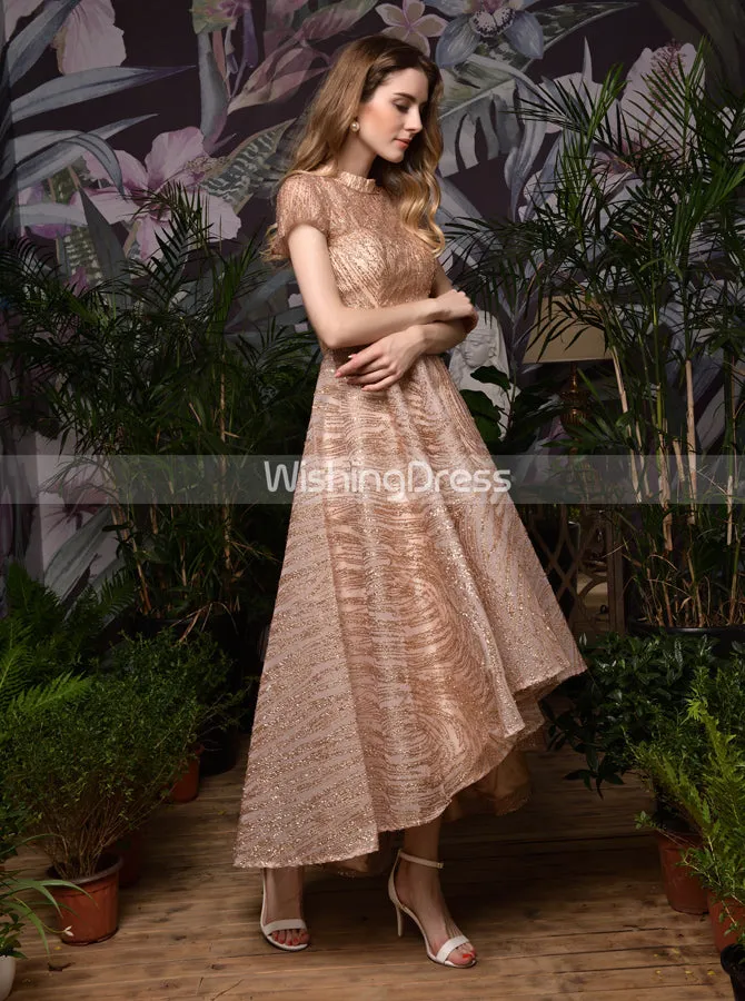Gorgeous High Low Homecoming Dresses,Glitz High Neck Dress,PD00466