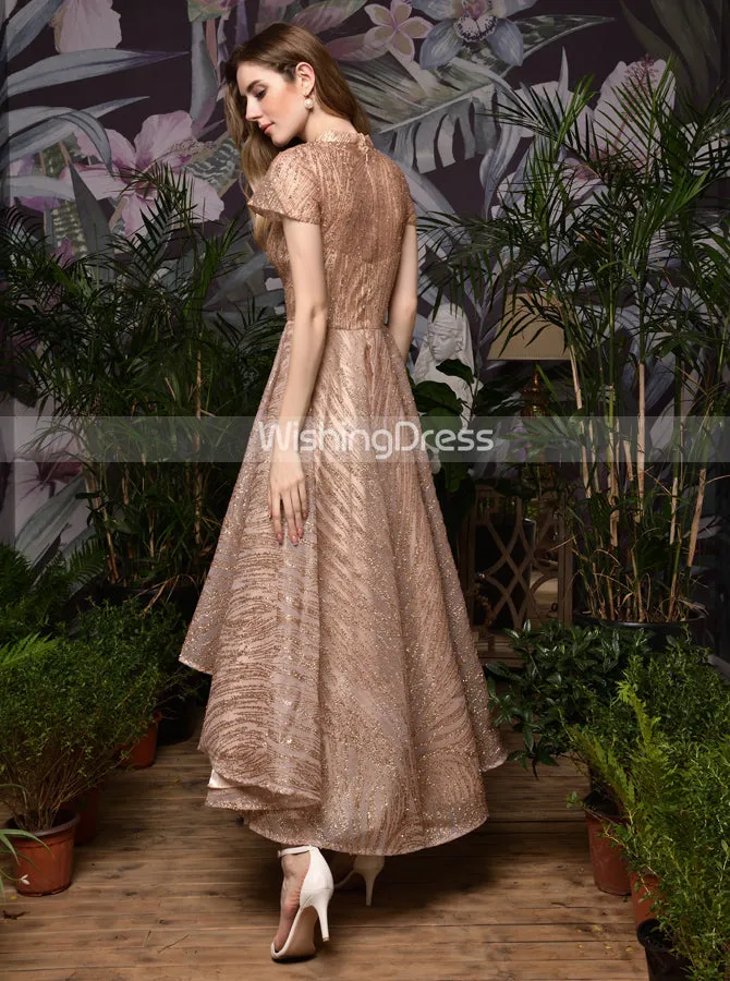 Gorgeous High Low Homecoming Dresses,Glitz High Neck Dress,PD00466