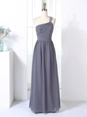 Grey Bridesmaid Dresses,One Shoulder Bridesmaid Dress,Long Bridesmaid Dress,BD00265