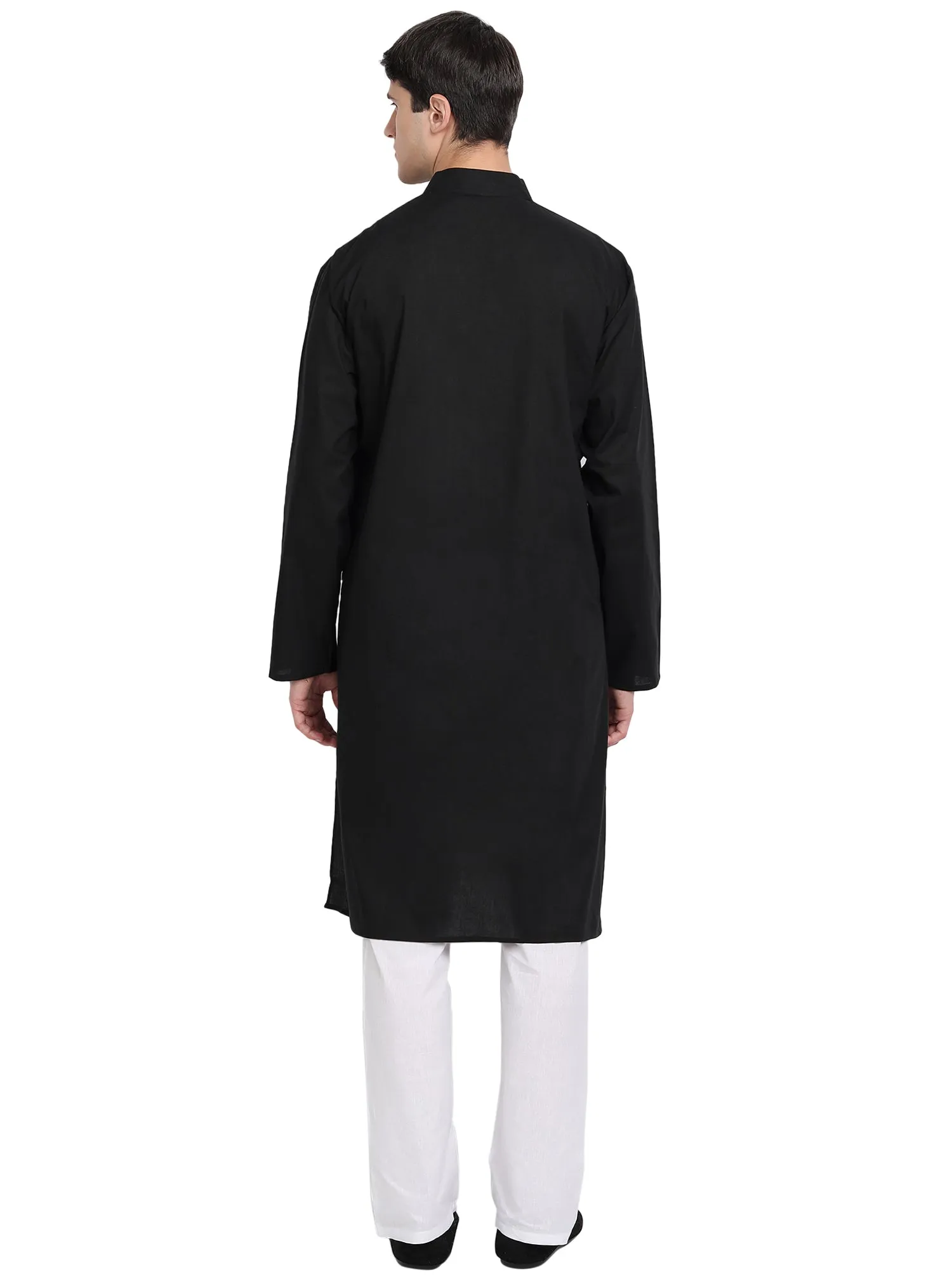 Kurta Pajama Set For Men Embroide Cotton Wedding Party Dress Black