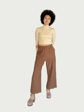 Linen Wide Leg Pant in Cacao