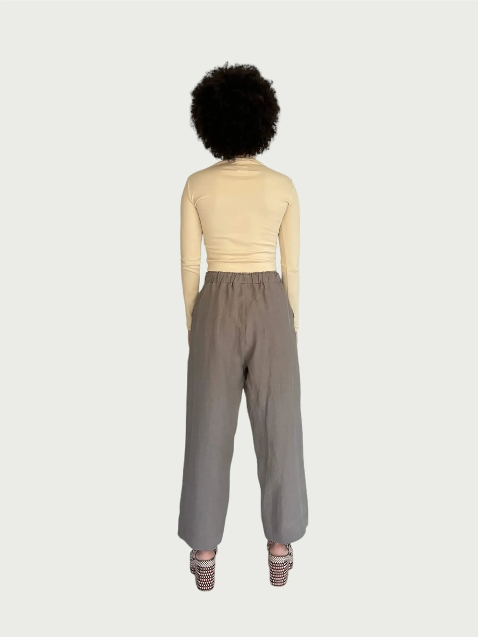 Linen Wide Leg Pant in Grey