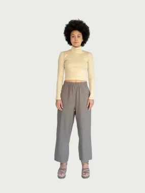 Linen Wide Leg Pant in Grey
