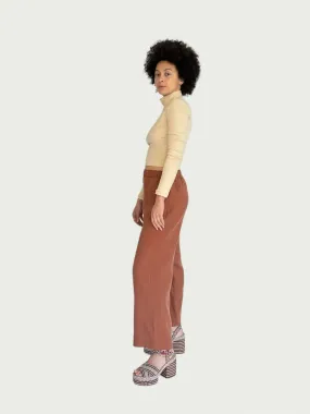 Linen Wide Leg Pant in Henna