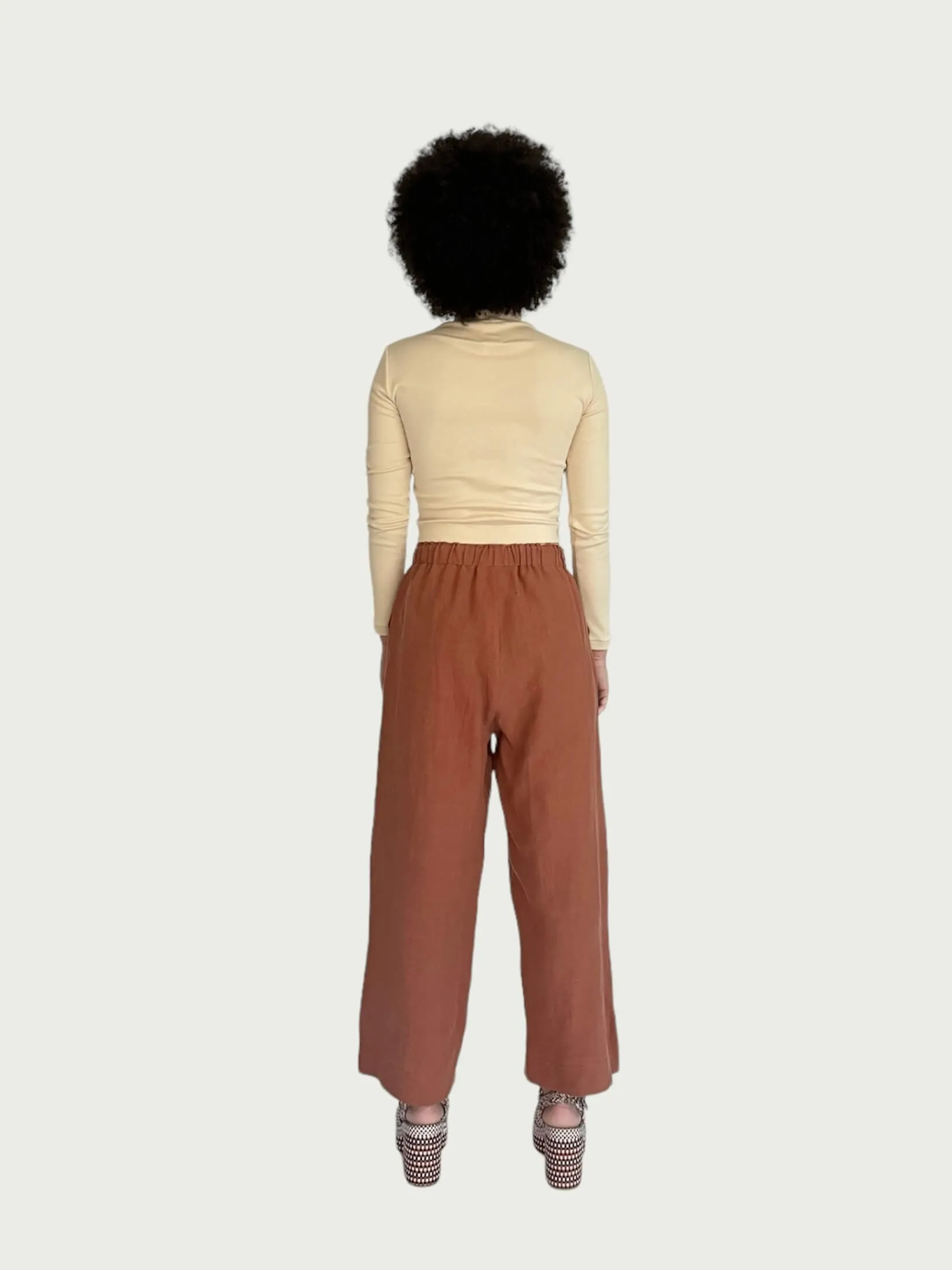 Linen Wide Leg Pant in Henna