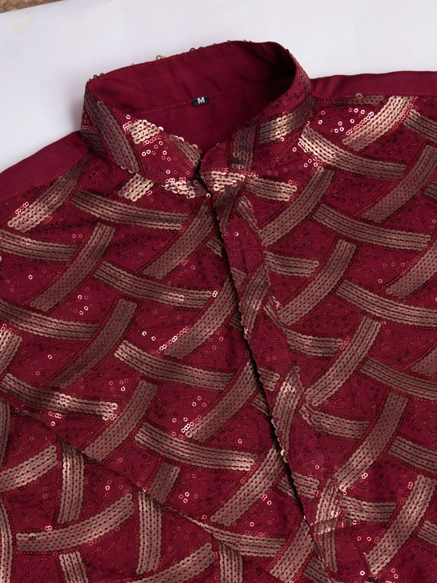 Maroon Colour Soft Silk Heavy Thread Work With Sequines Work Kurta Payjama