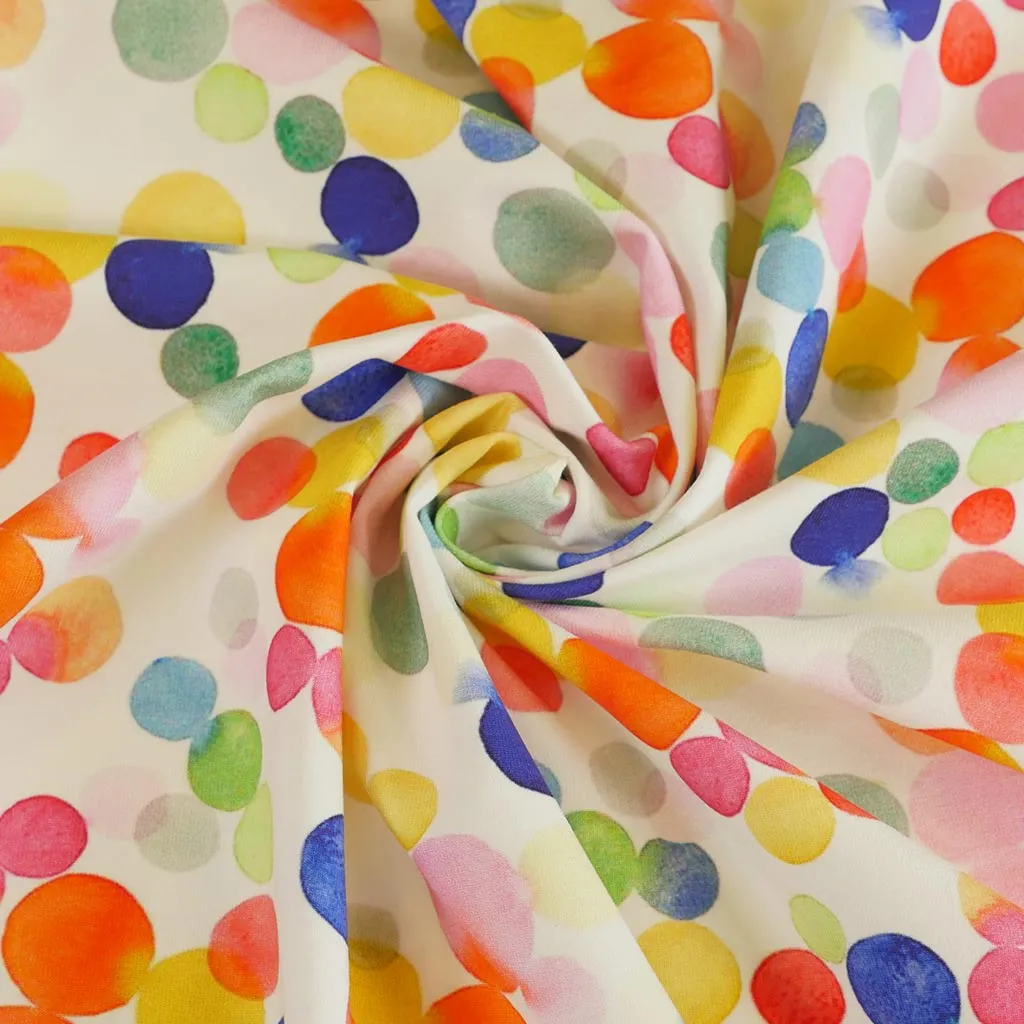 Monteray - Ecru Rainbow Bubbles Cotton Elastane Single Jersey Fabric