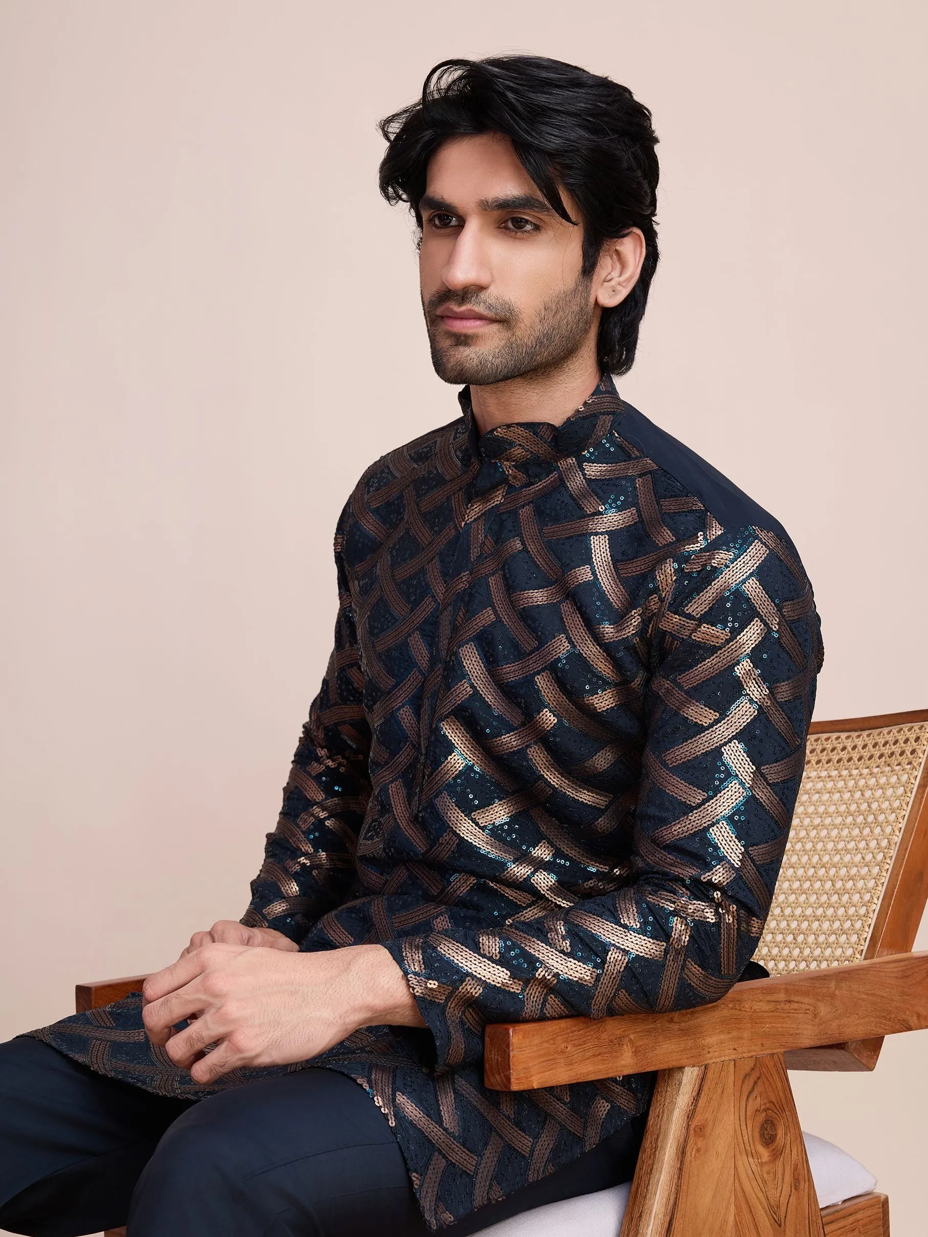 Nevy Colour Soft Silk Heavy Thread Work With Sequines Work Kurta Payjama