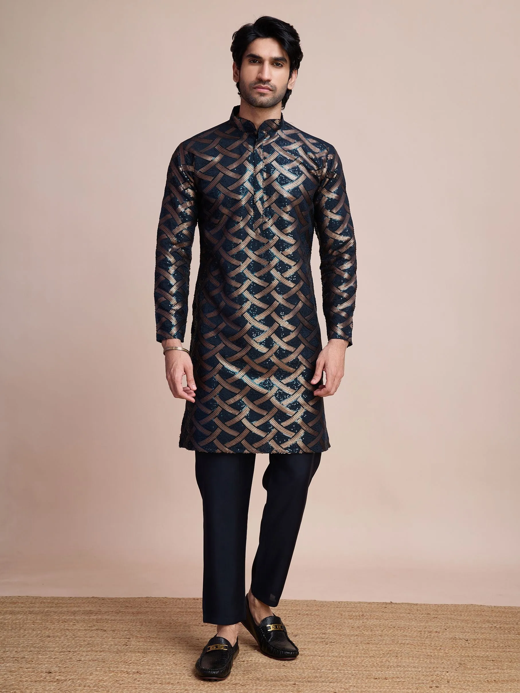 Nevy Colour Soft Silk Heavy Thread Work With Sequines Work Kurta Payjama