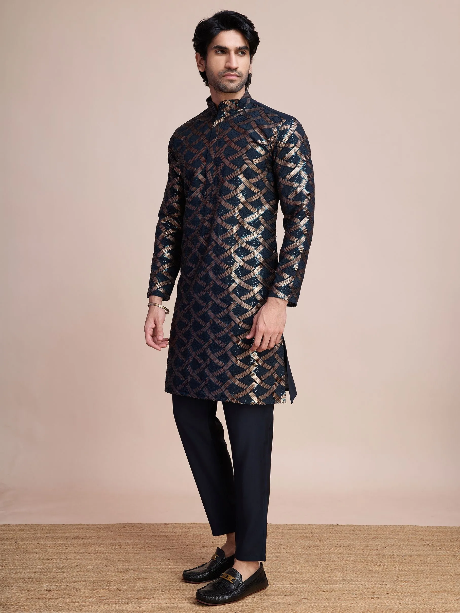 Nevy Colour Soft Silk Heavy Thread Work With Sequines Work Kurta Payjama