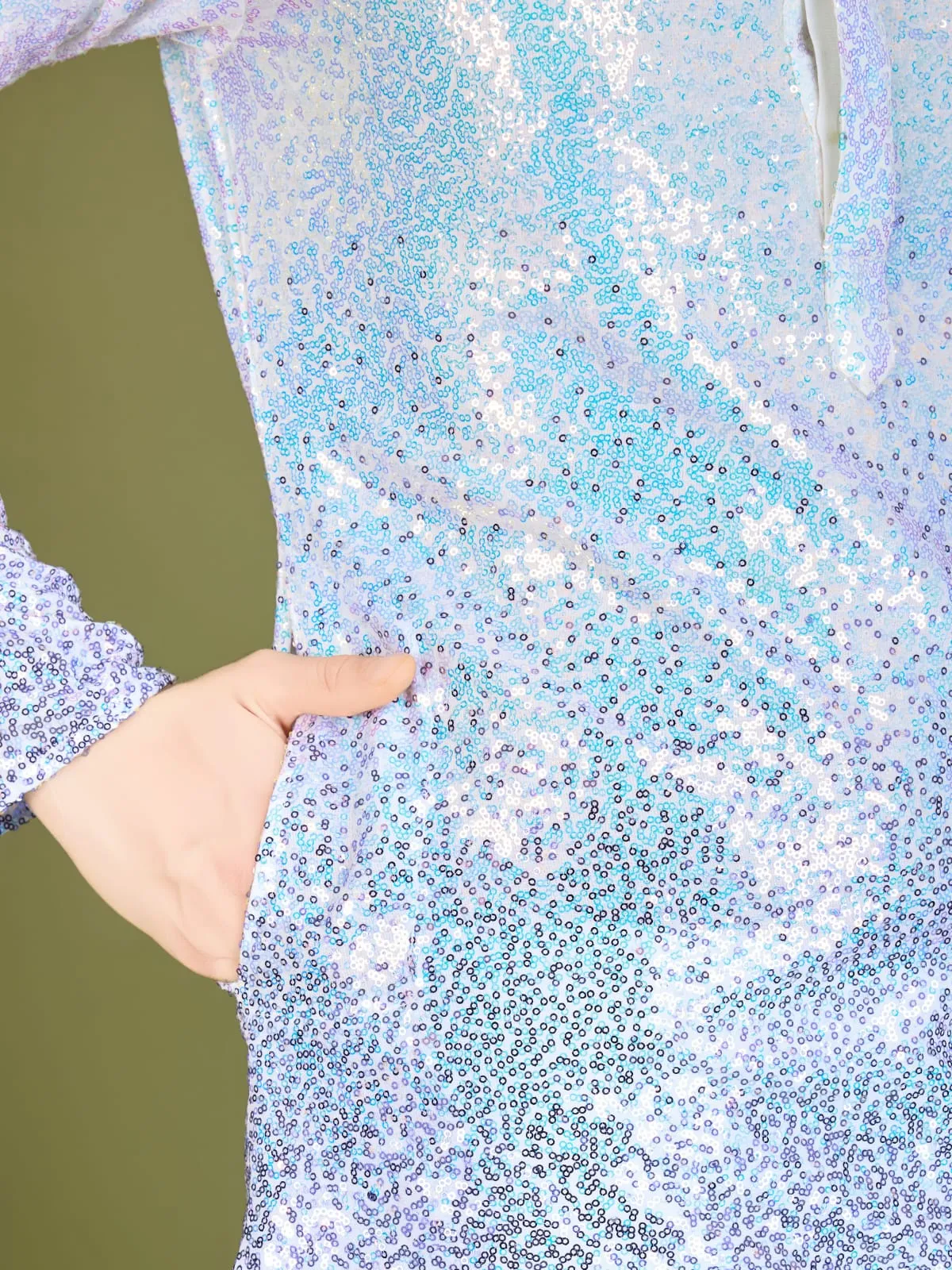 Ombre Purple Colour Soft Silk Heavy Thread Work With Sequines Work Kurta Payjama