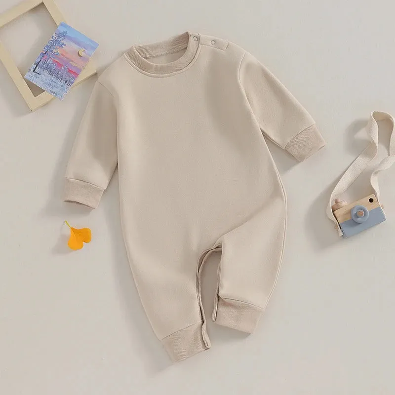 Solid Color Long Sleeve Onesie  - Three Colors Available