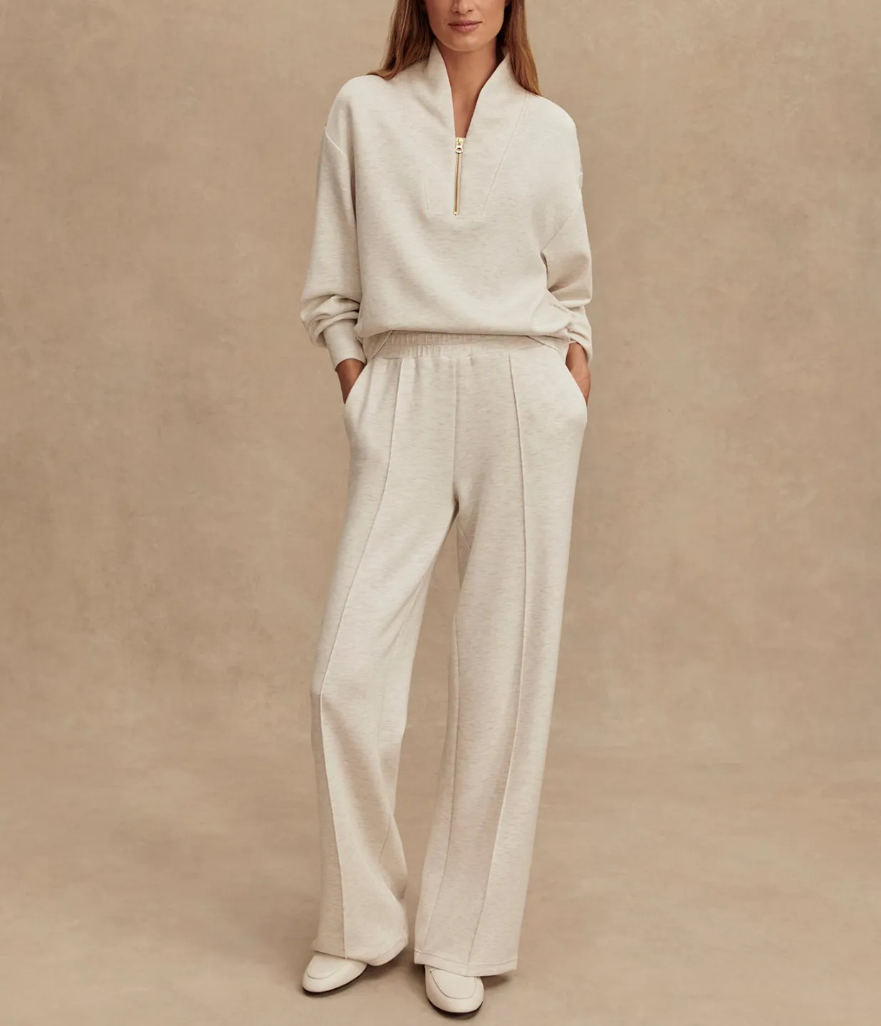 The Wide Leg Pant 30 in Ivory Marl