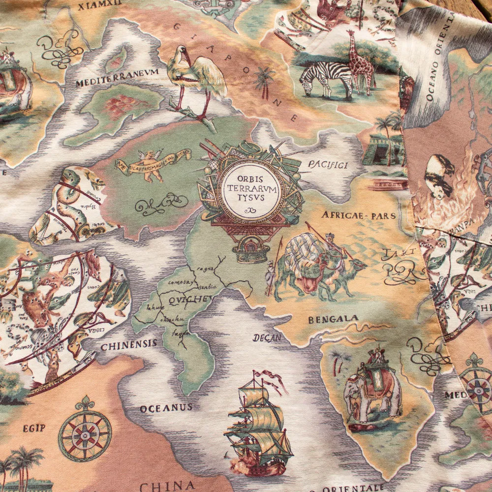 Vintage 1980s Old World Atlas Print Bomber Jacket - Medium