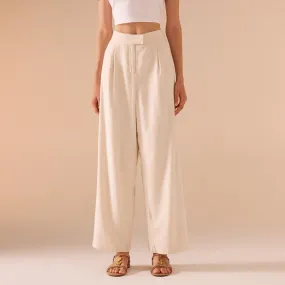 Wide Leg Linen Trouser