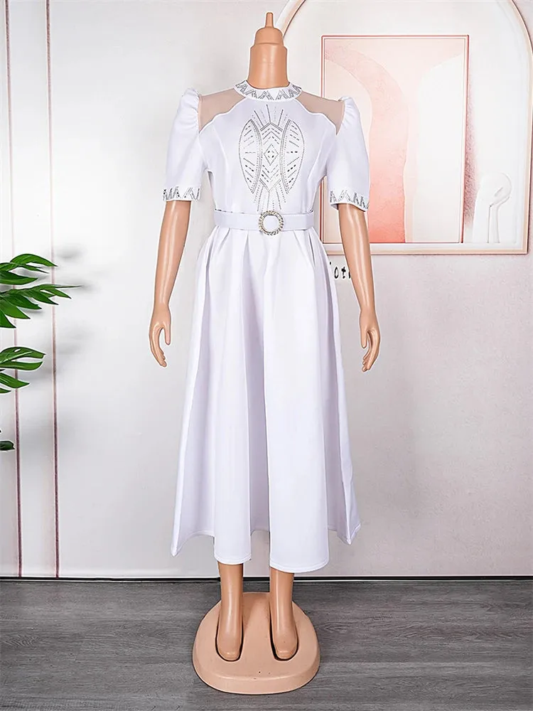 Women Party Prom Evening Dresses Short Sleeve A-line Maxi Wedding Clothing