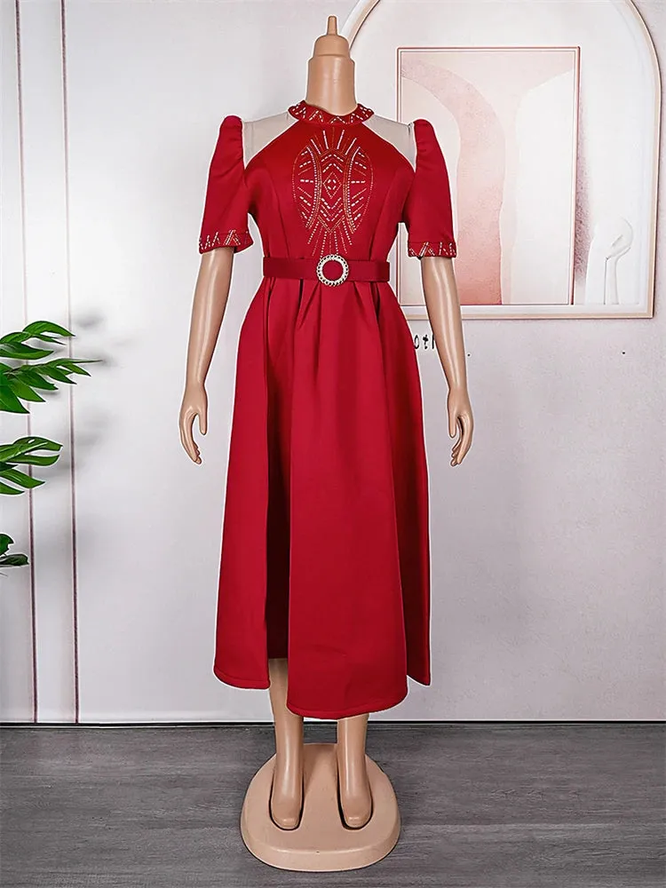 Women Party Prom Evening Dresses Short Sleeve A-line Maxi Wedding Clothing