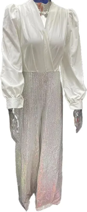 Women Wide-leg Jumpsit with Wide Leg Long Sleev Long Sleeve Jumpsuit B146165