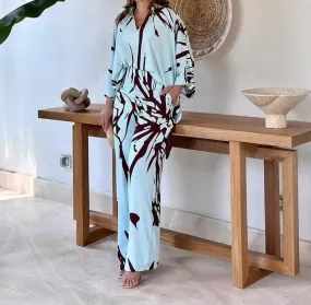 Women's Long-Sleeved Top Wide-Leg Pants Set      124972